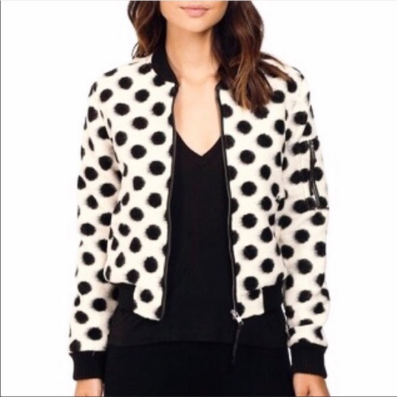 Obey Jackets & Blazers - Obey Black and White Polka Dot Bomber Coat